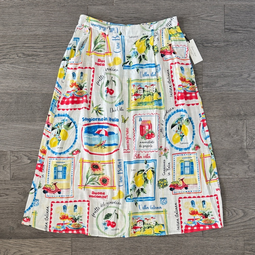 🌼HAVER + BLAIR🌼 NWT Multicolor Graphic A-Line Skirt, Size L